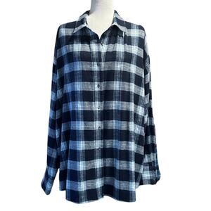 Favorite Daughter Blue Plaid Shirt Size XL New with Tags